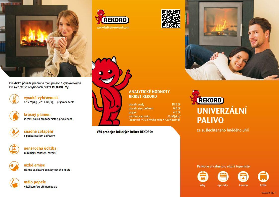 Hnědouhelné brikety Rekord pytlovaná